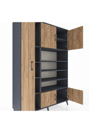 Hyperion Dolap 10 Raflı 5 Kapaklı 132x44x195 Antrasit-Çam/Antrasit