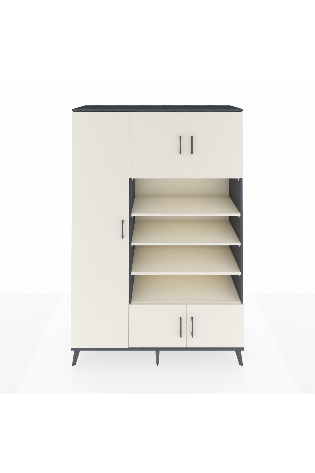 Hyperion Dolap 10 Raflı 5 Kapaklı 132x44x195 Antrasit-Aytaşı/Aytaşı