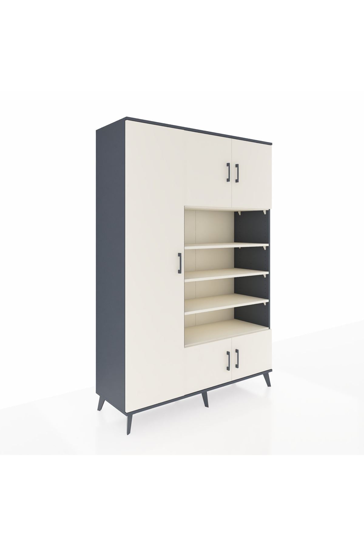 Hyperion Dolap 10 Raflı 5 Kapaklı 132x44x195 Antrasit-Aytaşı/Aytaşı