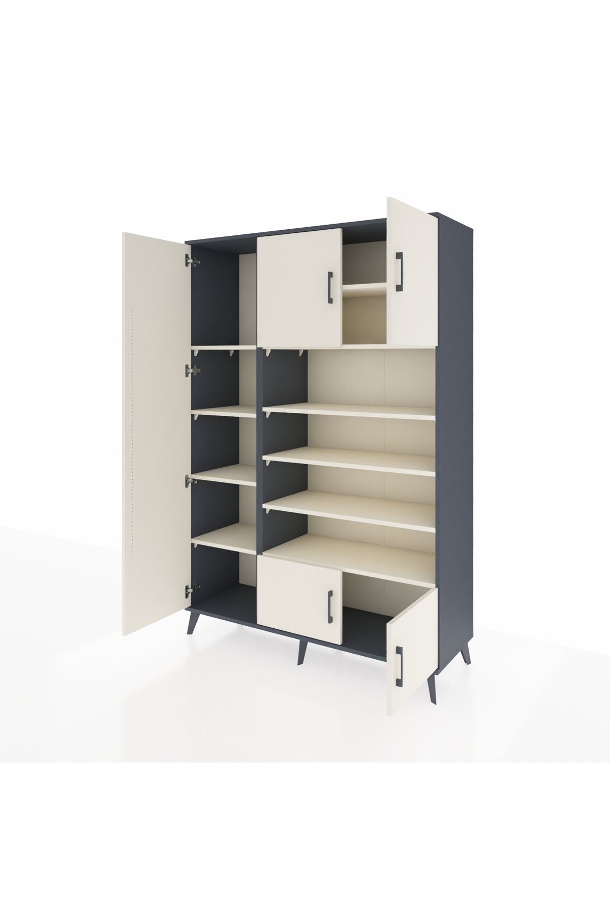 Hyperion Dolap 10 Raflı 5 Kapaklı 132x44x195 Antrasit-Aytaşı/Aytaşı