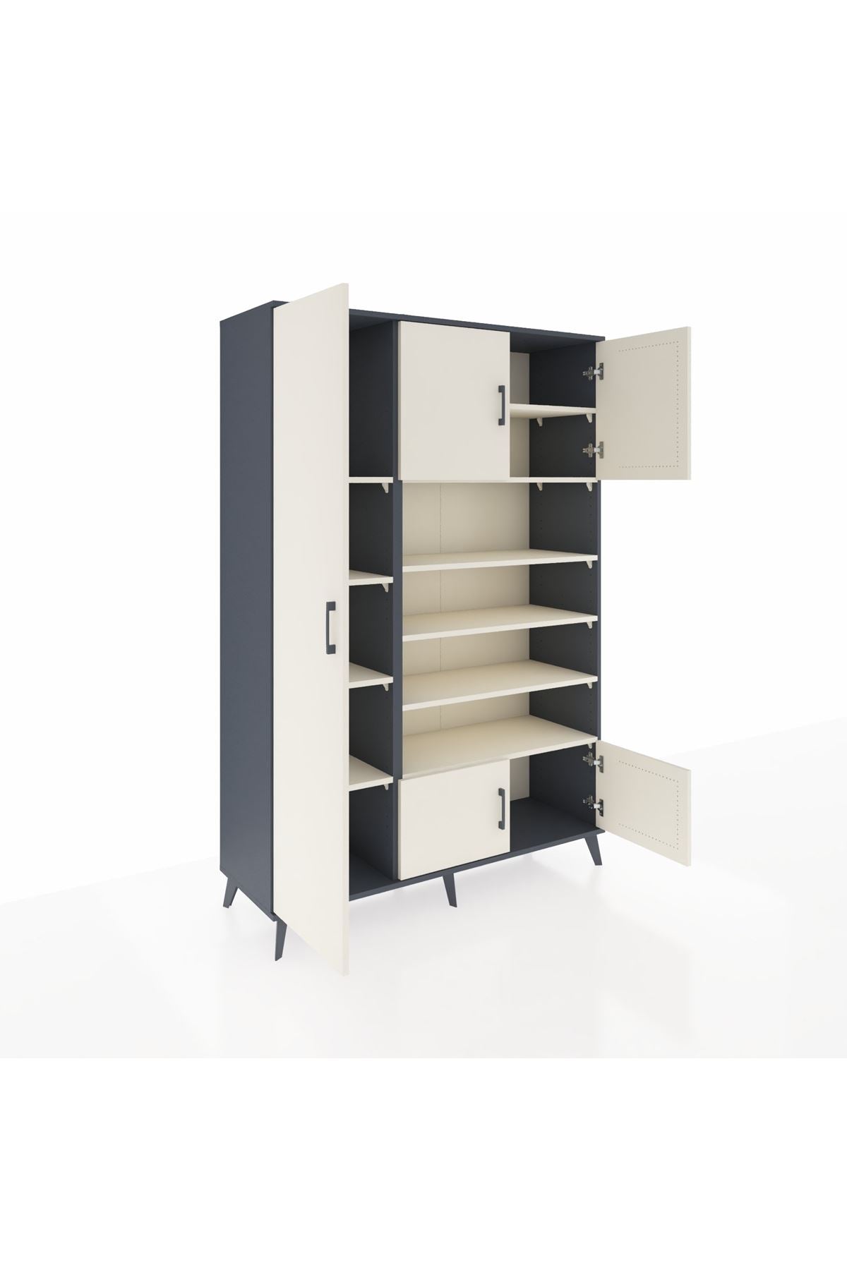 Hyperion Dolap 10 Raflı 5 Kapaklı 132x44x195 Antrasit-Aytaşı/Aytaşı