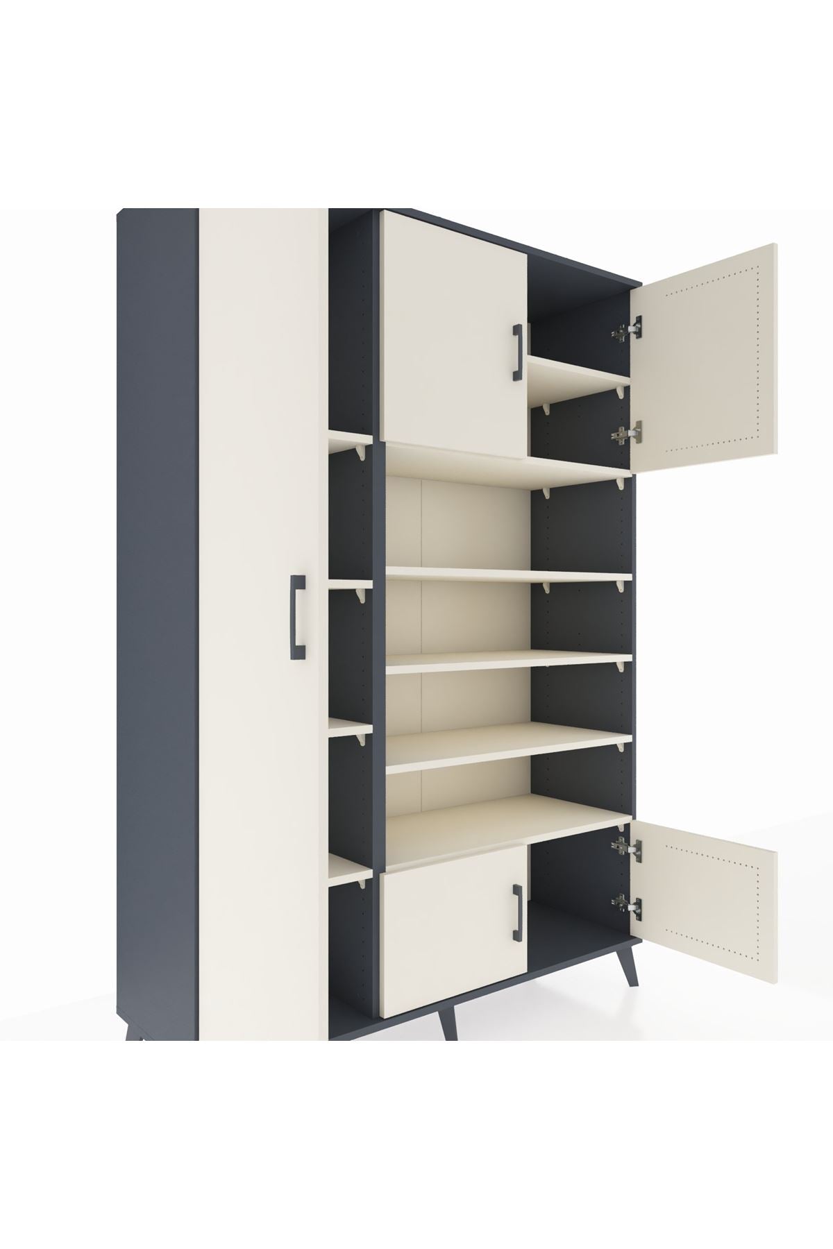 Hyperion Dolap 10 Raflı 5 Kapaklı 132x44x195 Antrasit-Aytaşı/Aytaşı