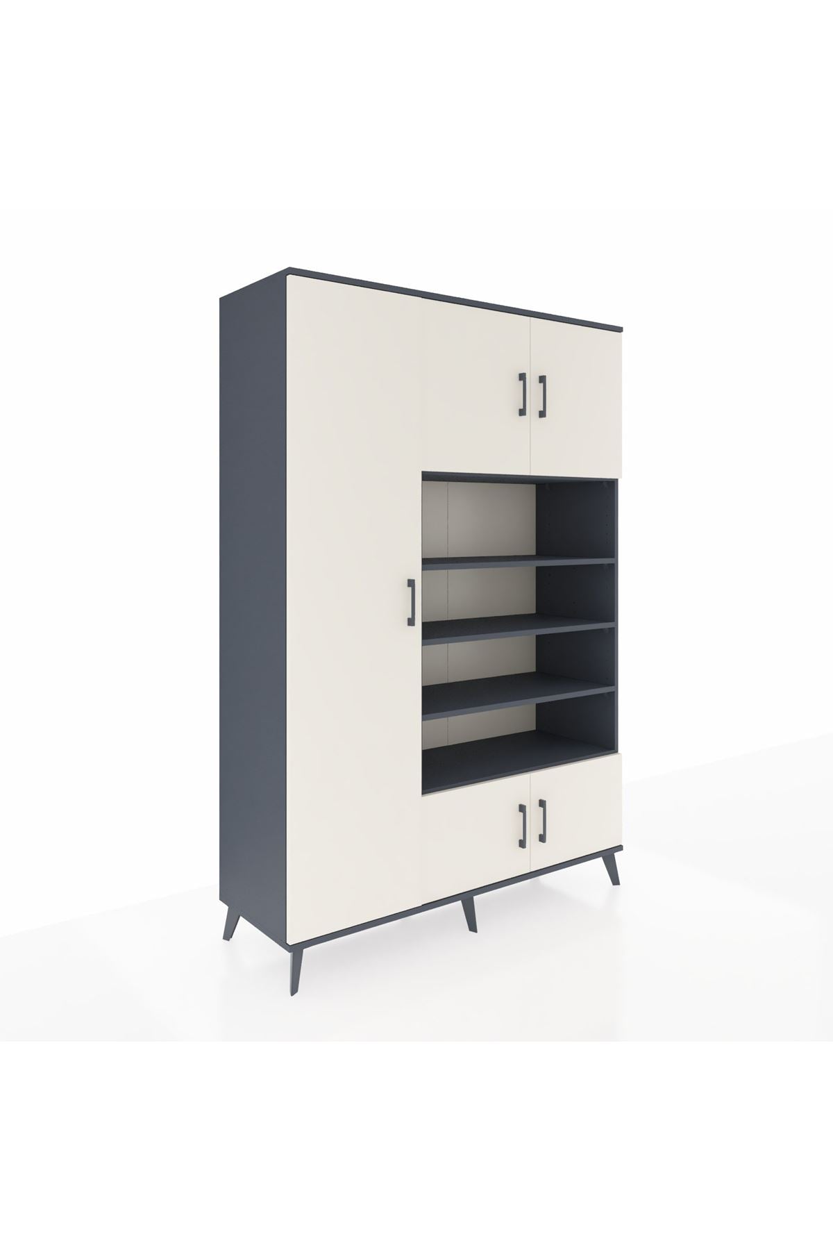 Hyperion Dolap 10 Raflı 5 Kapaklı 132x44x195 Antrasit-Aytaşı/Antrasit