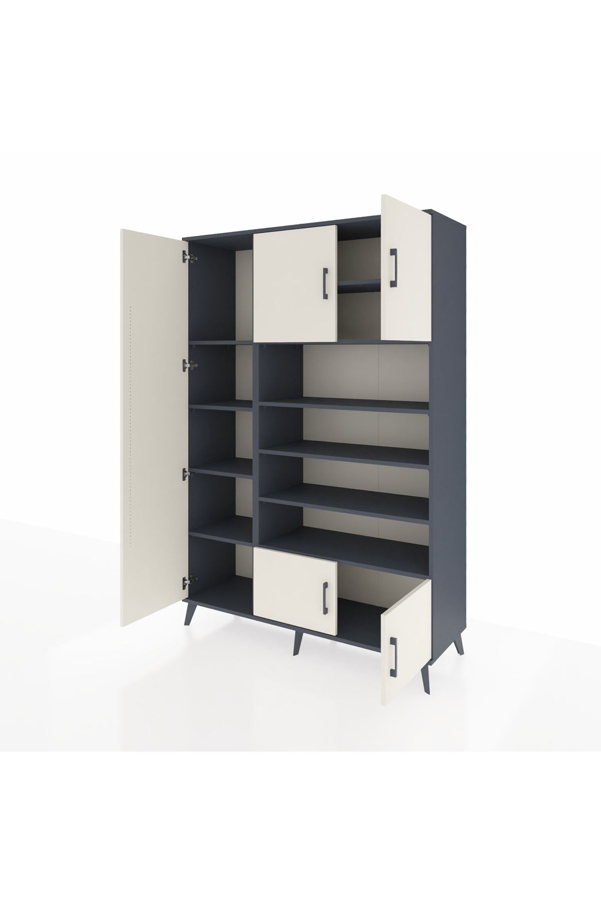 Hyperion Dolap 10 Raflı 5 Kapaklı 132x44x195 Antrasit-Aytaşı/Antrasit