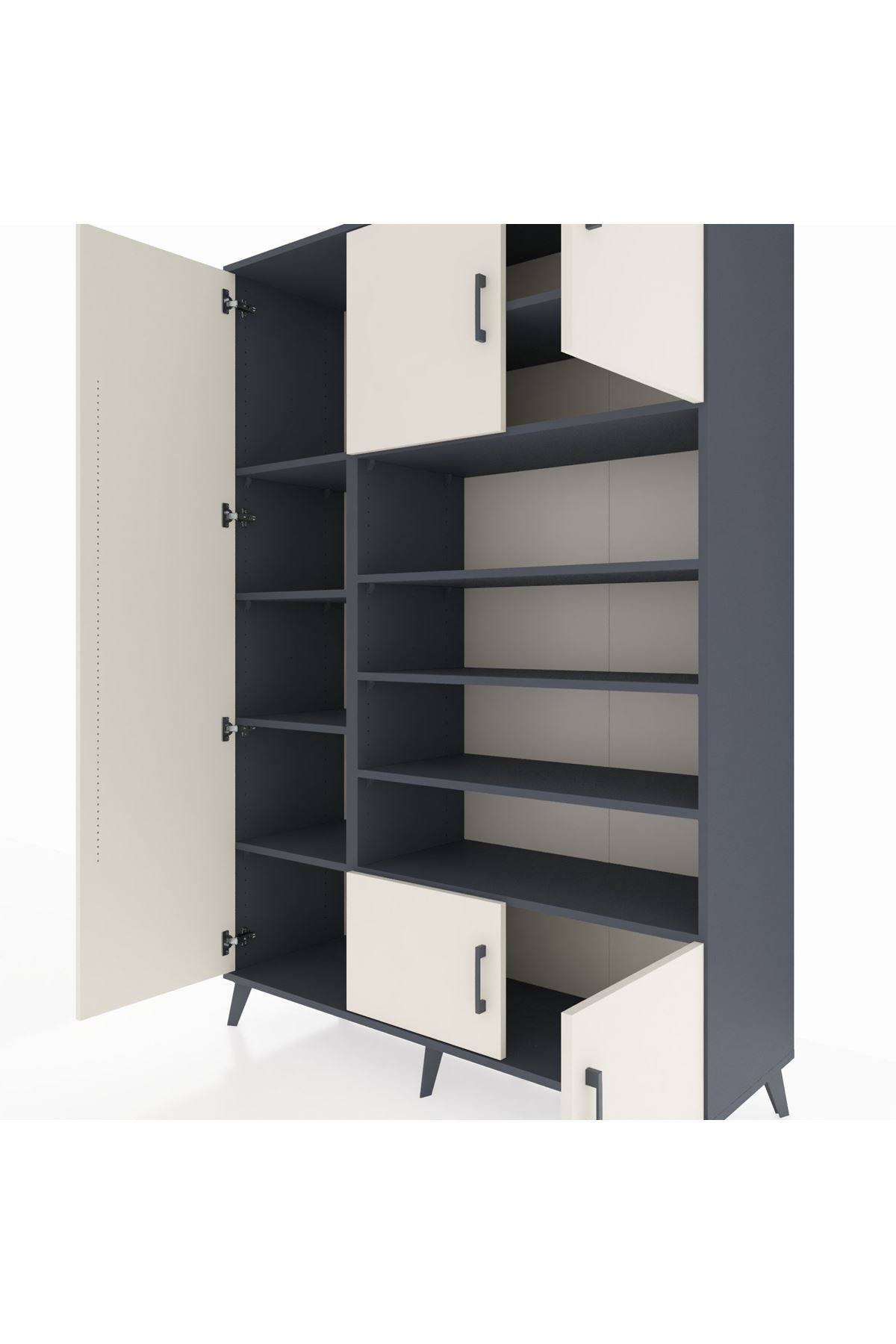 Hyperion Dolap 10 Raflı 5 Kapaklı 132x44x195 Antrasit-Aytaşı/Antrasit
