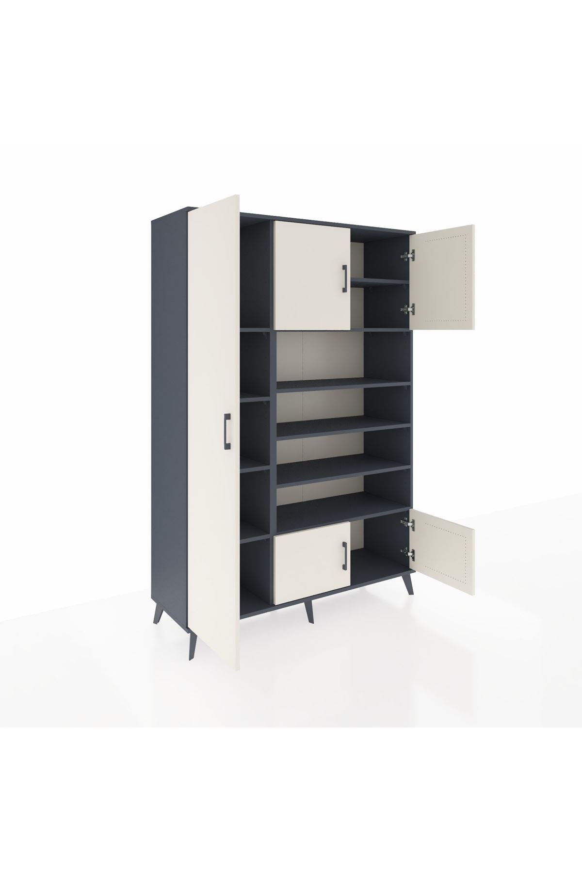 Hyperion Dolap 10 Raflı 5 Kapaklı 132x44x195 Antrasit-Aytaşı/Antrasit