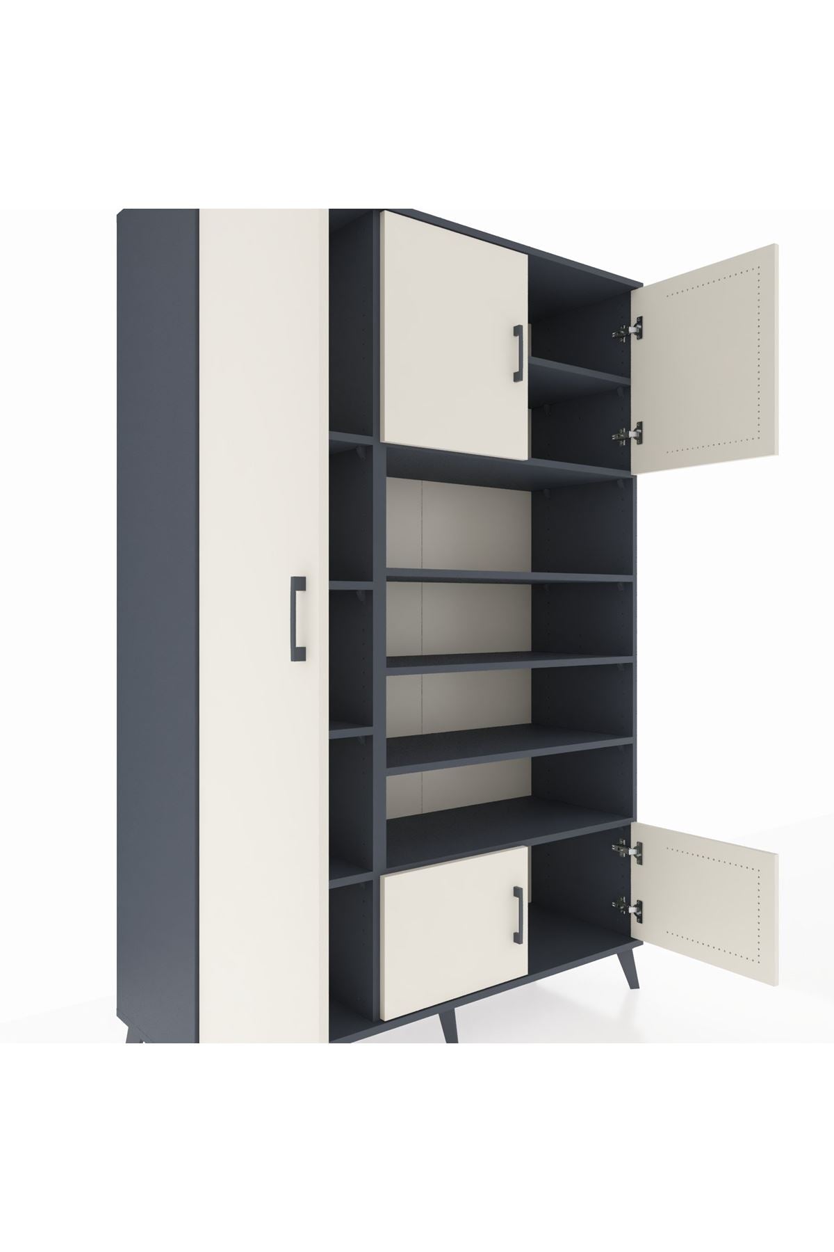 Hyperion Dolap 10 Raflı 5 Kapaklı 132x44x195 Antrasit-Aytaşı/Antrasit