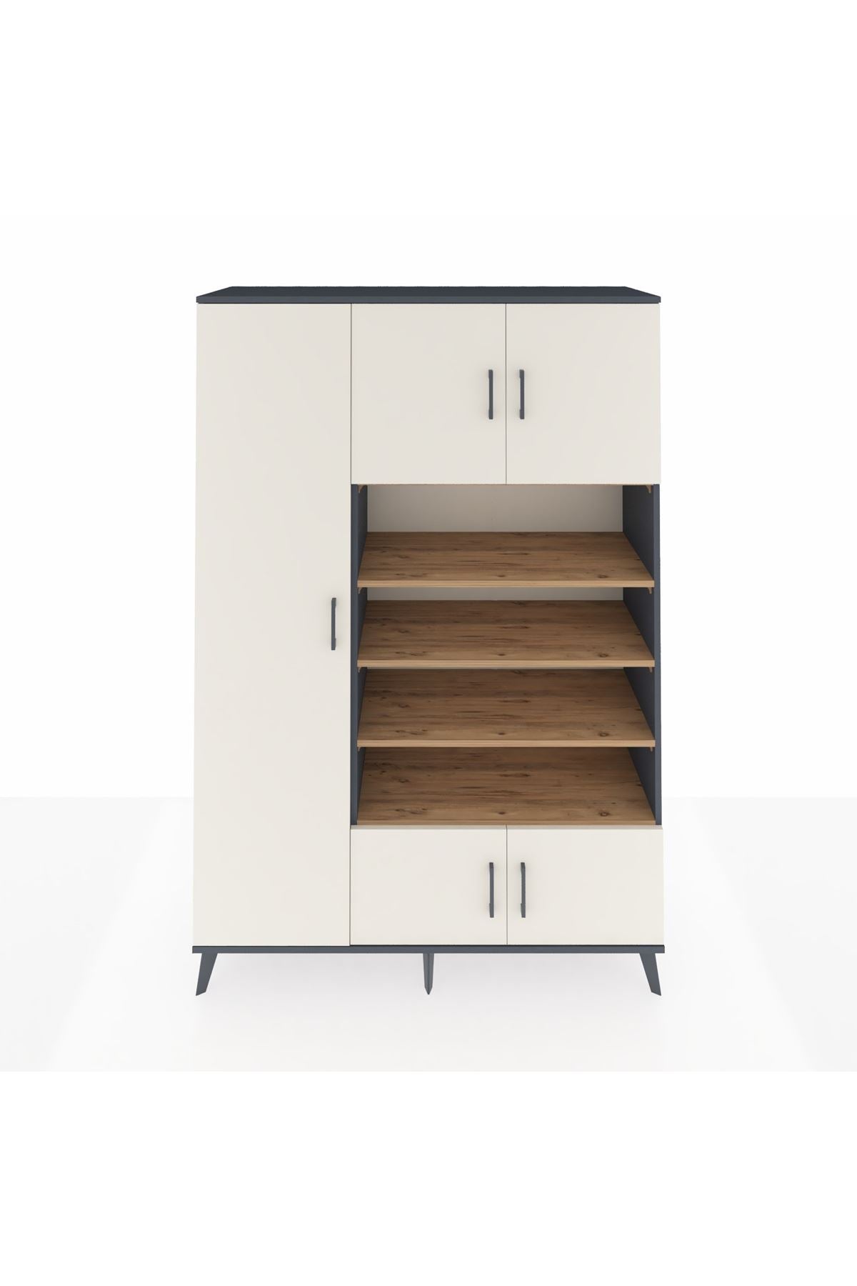 Hyperion Dolap 10 Raflı 5 Kapaklı 132x44x195 Antrasit-Aytaşı/Çam