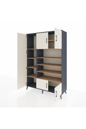 Hyperion Dolap 10 Raflı 5 Kapaklı 132x44x195 Antrasit-Aytaşı/Çam