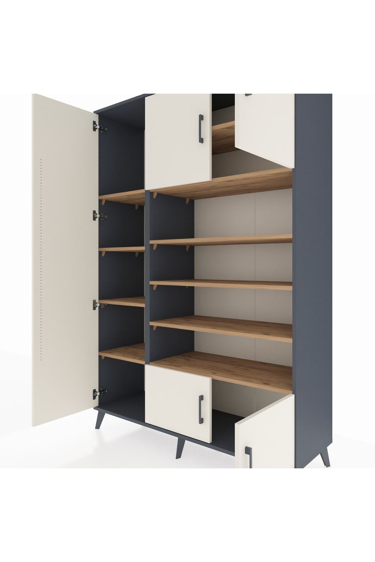 Hyperion Dolap 10 Raflı 5 Kapaklı 132x44x195 Antrasit-Aytaşı/Çam