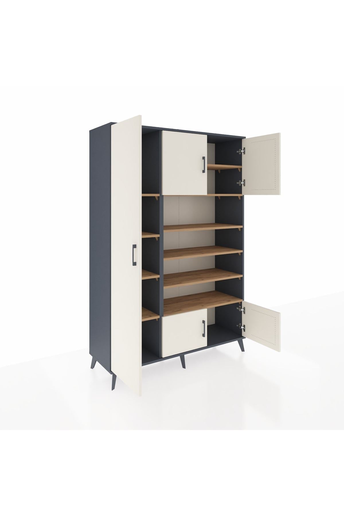 Hyperion Dolap 10 Raflı 5 Kapaklı 132x44x195 Antrasit-Aytaşı/Çam