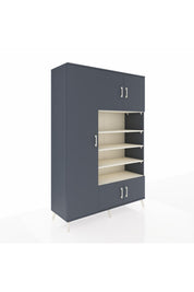 Hyperion Dolap 10 Raflı 5 Kapaklı 132x44x195 Antrasit-Antrasit/Aytaşı