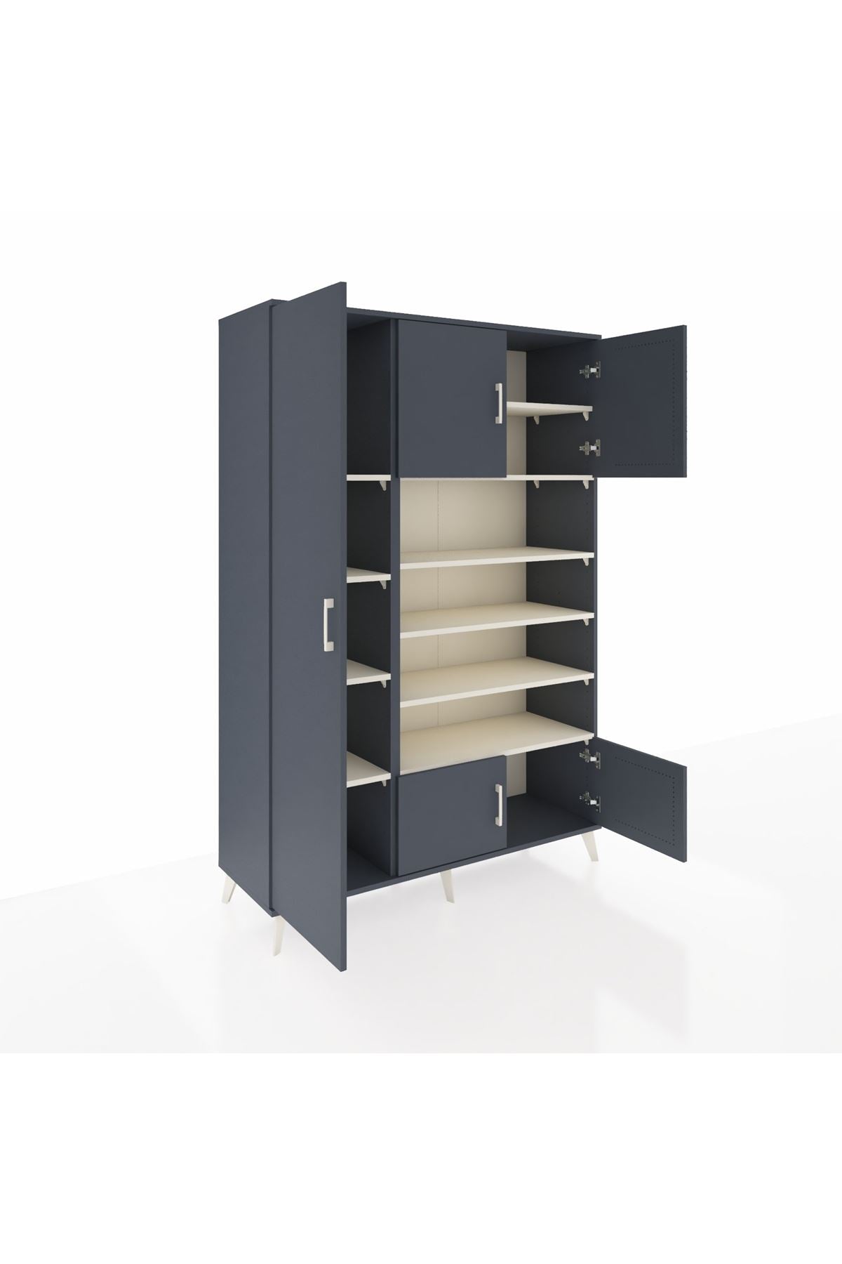 Hyperion Dolap 10 Raflı 5 Kapaklı 132x44x195 Antrasit-Antrasit/Aytaşı