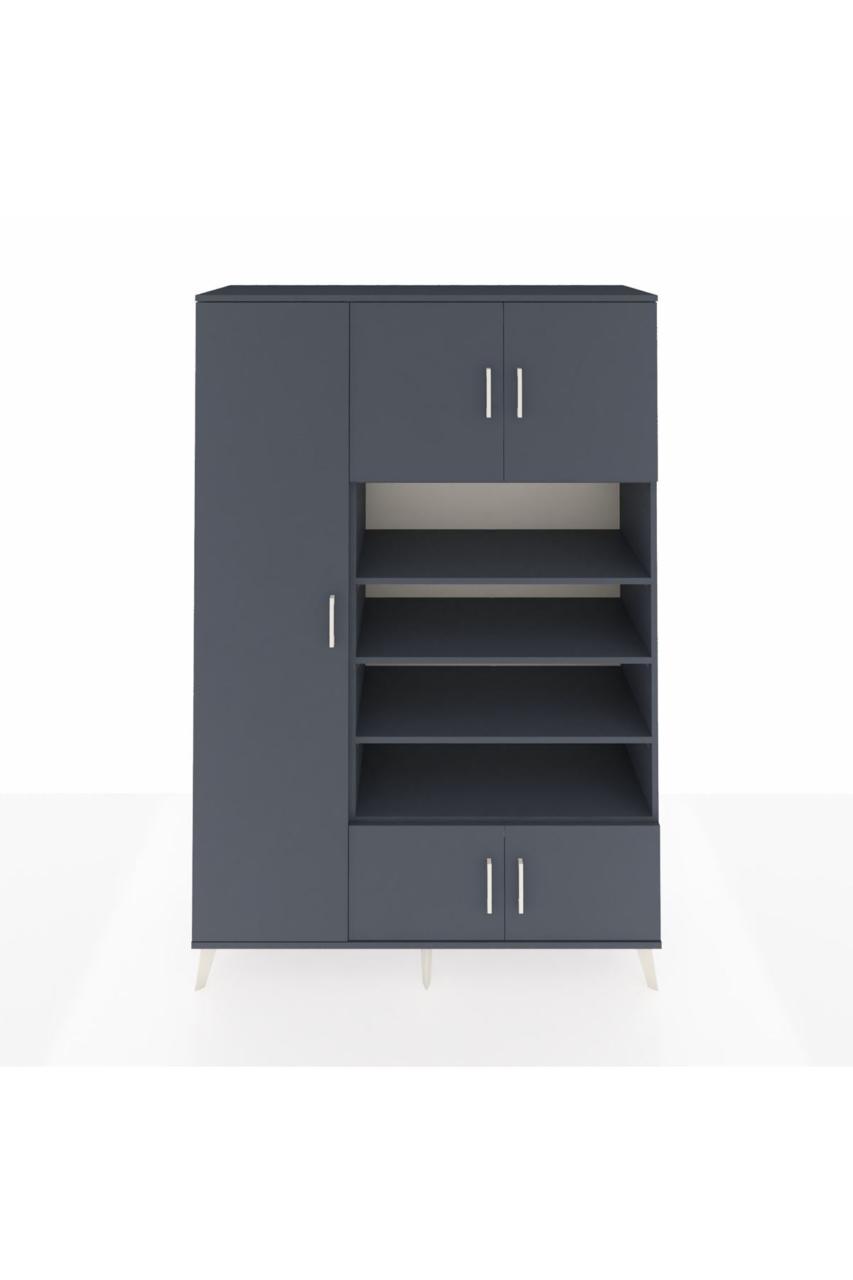 Hyperion Dolap 10 Raflı 5 Kapaklı 132x44x195 Antrasit-Antrasit/Antrasit