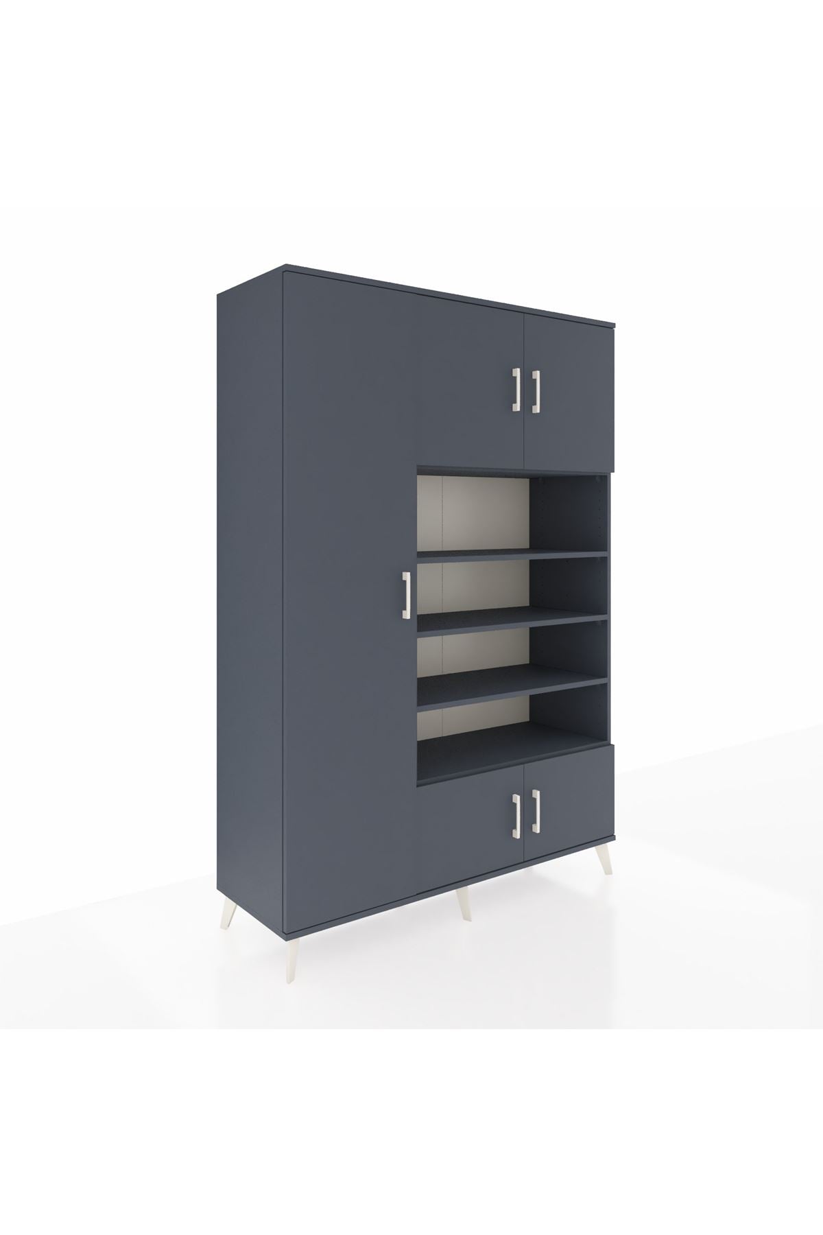 Hyperion Dolap 10 Raflı 5 Kapaklı 132x44x195 Antrasit-Antrasit/Antrasit