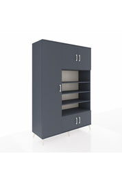 Hyperion Dolap 10 Raflı 5 Kapaklı 132x44x195 Antrasit-Antrasit/Antrasit