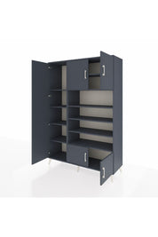 Hyperion Dolap 10 Raflı 5 Kapaklı 132x44x195 Antrasit-Antrasit/Antrasit