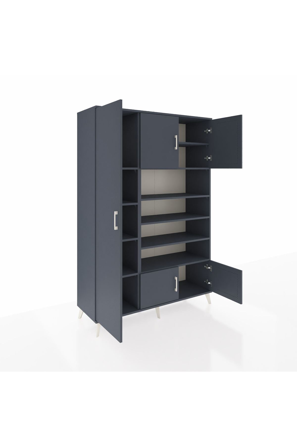 Hyperion Dolap 10 Raflı 5 Kapaklı 132x44x195 Antrasit-Antrasit/Antrasit