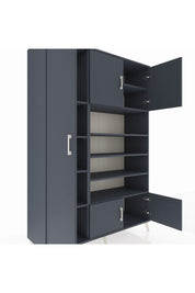 Hyperion Dolap 10 Raflı 5 Kapaklı 132x44x195 Antrasit-Antrasit/Antrasit