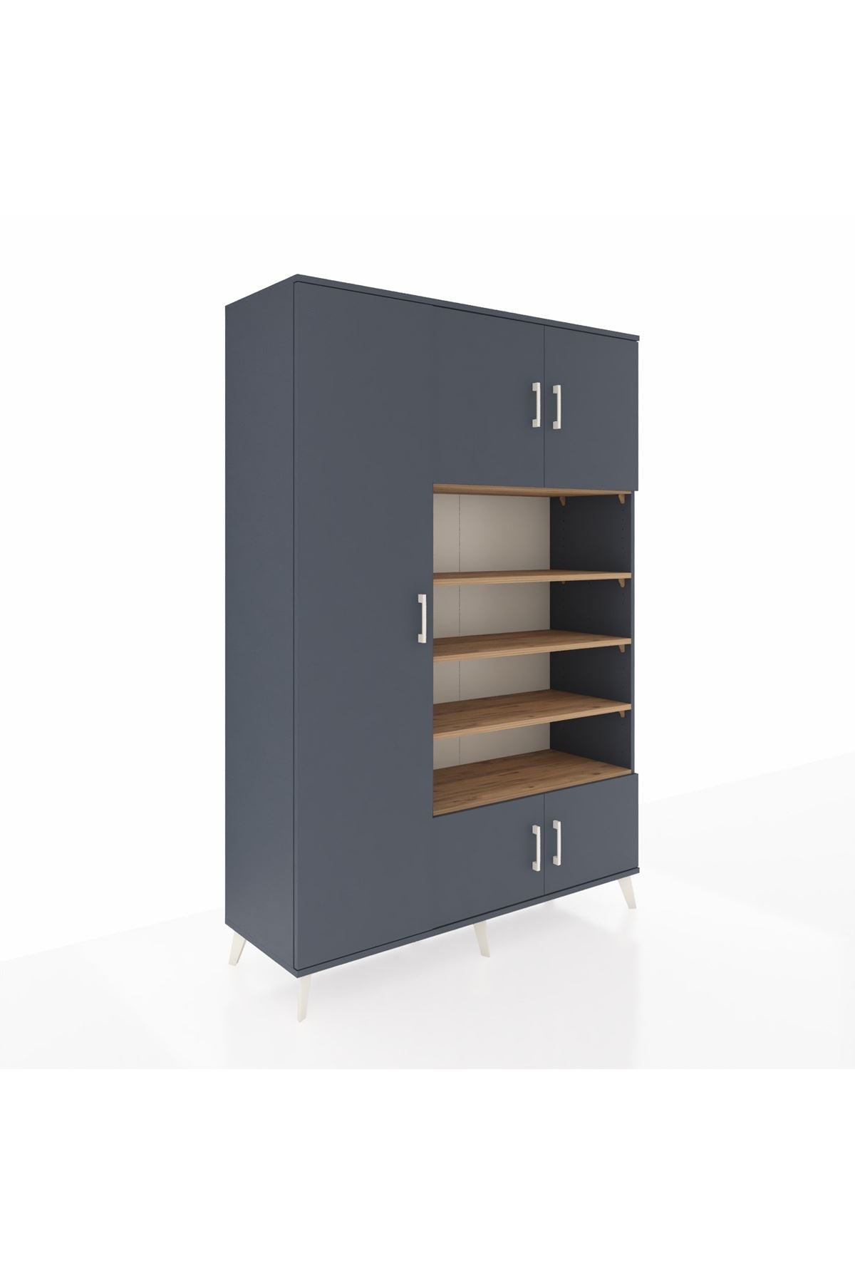 Hyperion Dolap 10 Raflı 5 Kapaklı 132x44x195 Antrasit-Antrasit/Çam