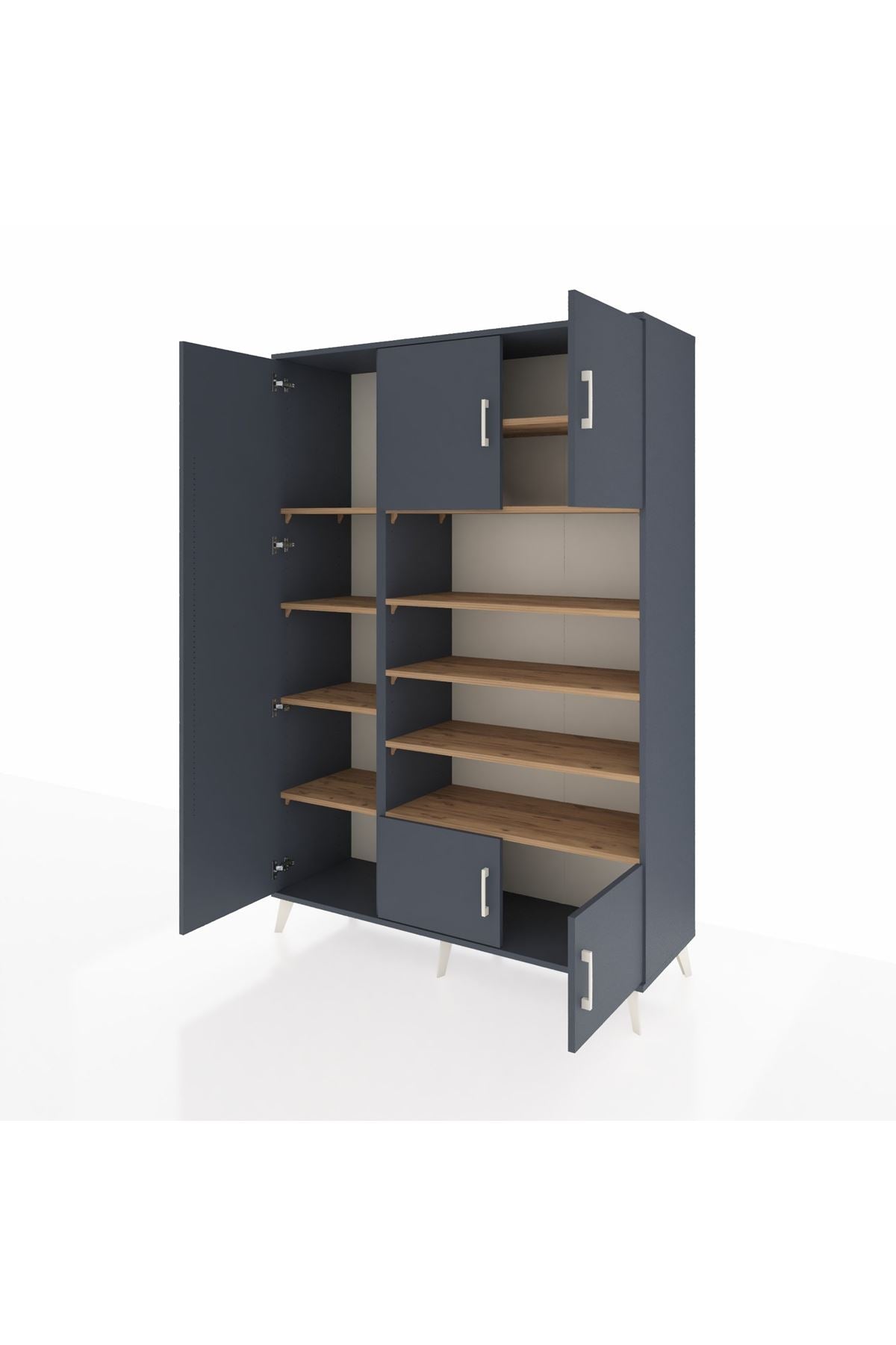 Hyperion Dolap 10 Raflı 5 Kapaklı 132x44x195 Antrasit-Antrasit/Çam