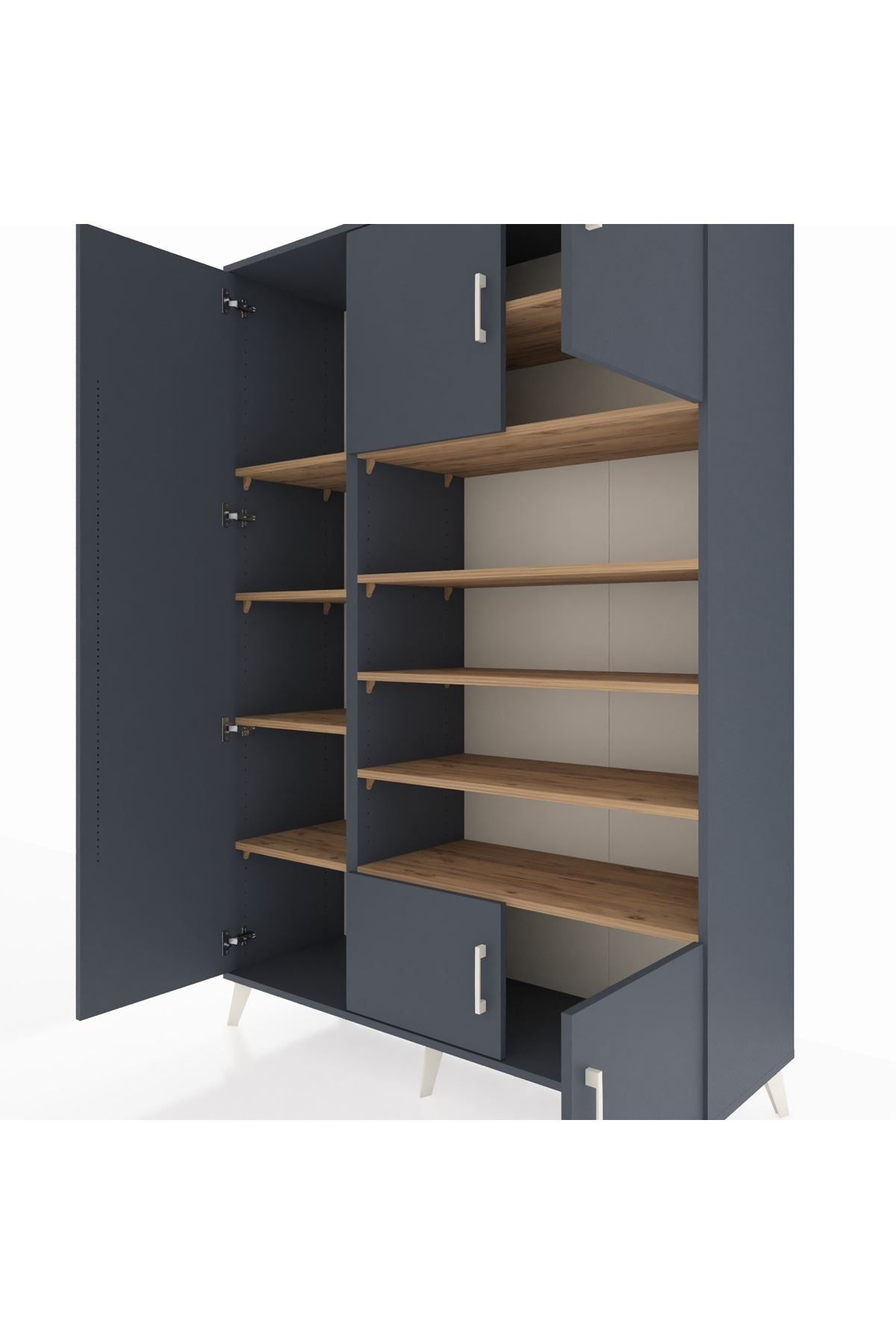 Hyperion Dolap 10 Raflı 5 Kapaklı 132x44x195 Antrasit-Antrasit/Çam