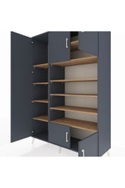 Hyperion Dolap 10 Raflı 5 Kapaklı 132x44x195 Antrasit-Antrasit/Çam