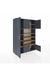 Hyperion Dolap 10 Raflı 5 Kapaklı 132x44x195 Antrasit-Antrasit/Çam