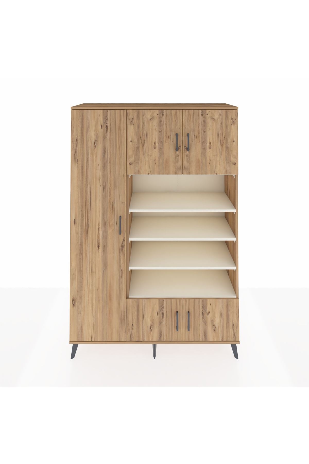 Hyperion Dolap 10 Raflı 5 Kapaklı 132x44x195 Çam-Çam/Aytaşı