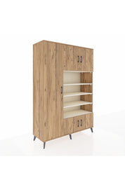 Hyperion Dolap 10 Raflı 5 Kapaklı 132x44x195 Çam-Çam/Aytaşı