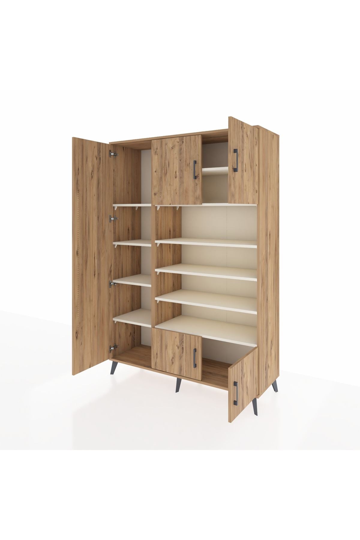 Hyperion Dolap 10 Raflı 5 Kapaklı 132x44x195 Çam-Çam/Aytaşı