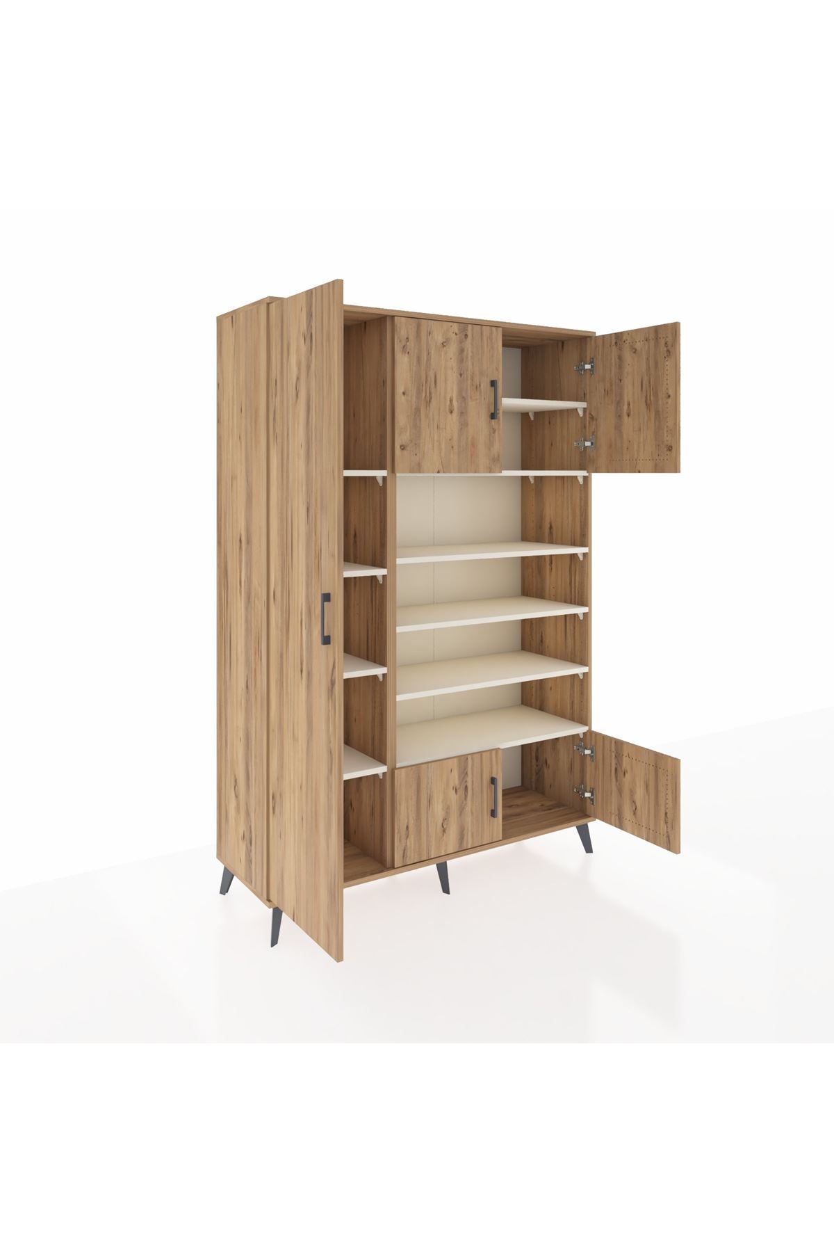 Hyperion Dolap 10 Raflı 5 Kapaklı 132x44x195 Çam-Çam/Aytaşı