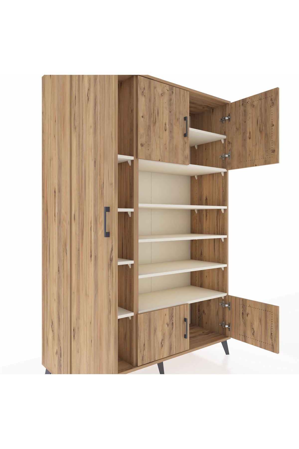 Hyperion Dolap 10 Raflı 5 Kapaklı 132x44x195 Çam-Çam/Aytaşı