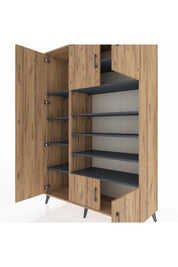 Hyperion Dolap 10 Raflı 5 Kapaklı 132x44x195 Çam-Çam/Antrasit