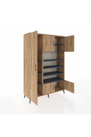 Hyperion Dolap 10 Raflı 5 Kapaklı 132x44x195 Çam-Çam/Antrasit