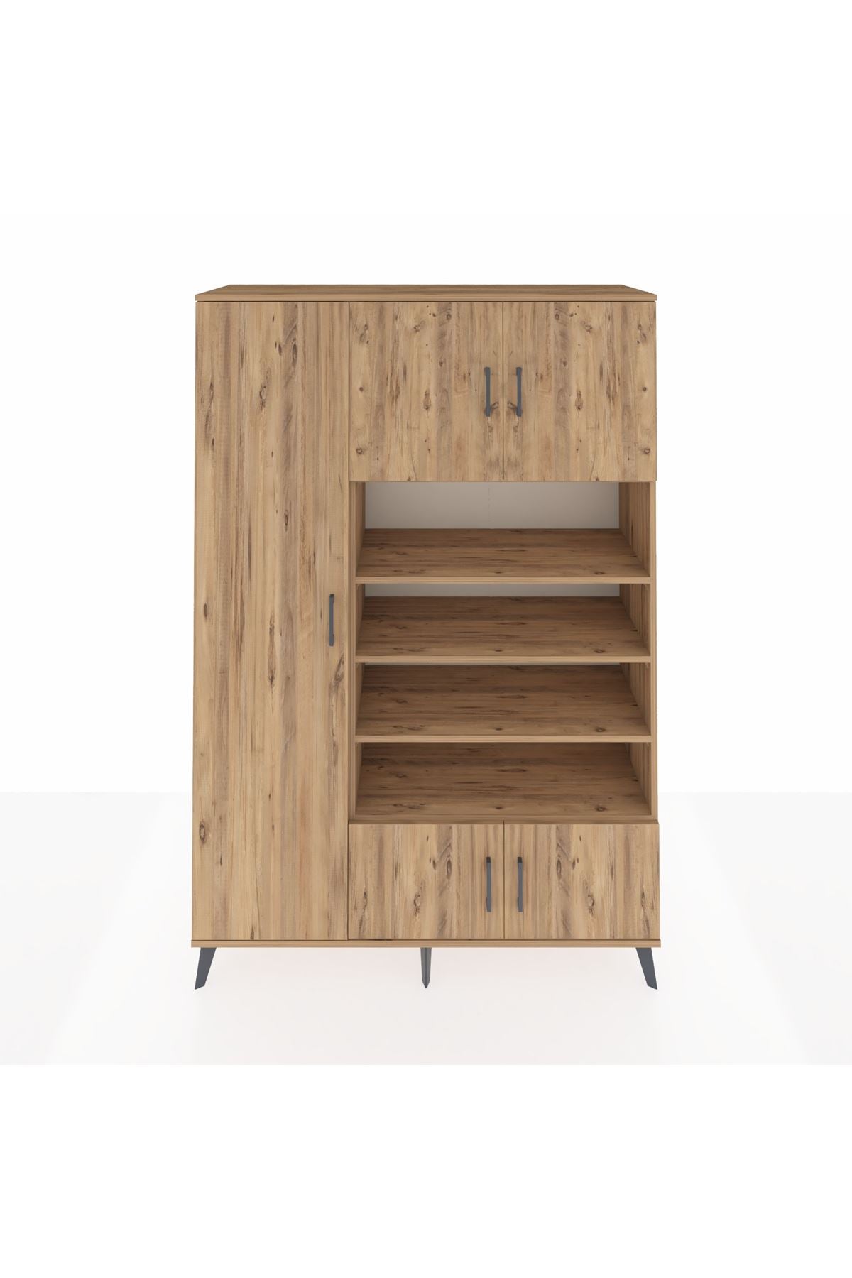 Hyperion Dolap 10 Raflı 5 Kapaklı 132x44x195 Çam-Çam/Çam