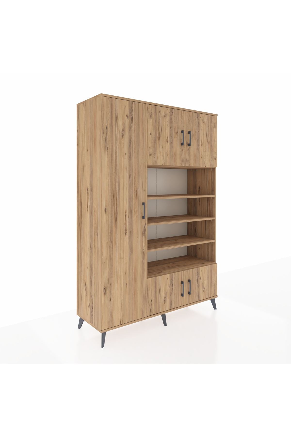 Hyperion Dolap 10 Raflı 5 Kapaklı 132x44x195 Çam-Çam/Çam