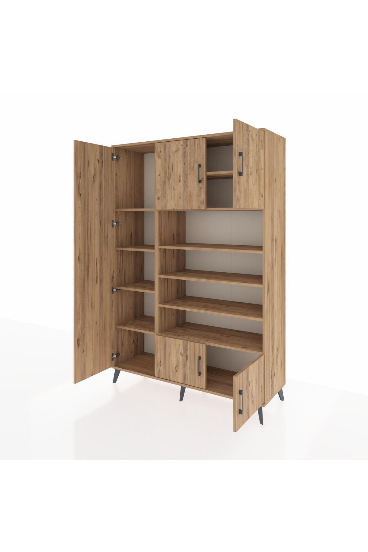 Hyperion Dolap 10 Raflı 5 Kapaklı 132x44x195 Çam-Çam/Çam