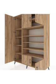 Hyperion Dolap 10 Raflı 5 Kapaklı 132x44x195 Çam-Çam/Çam