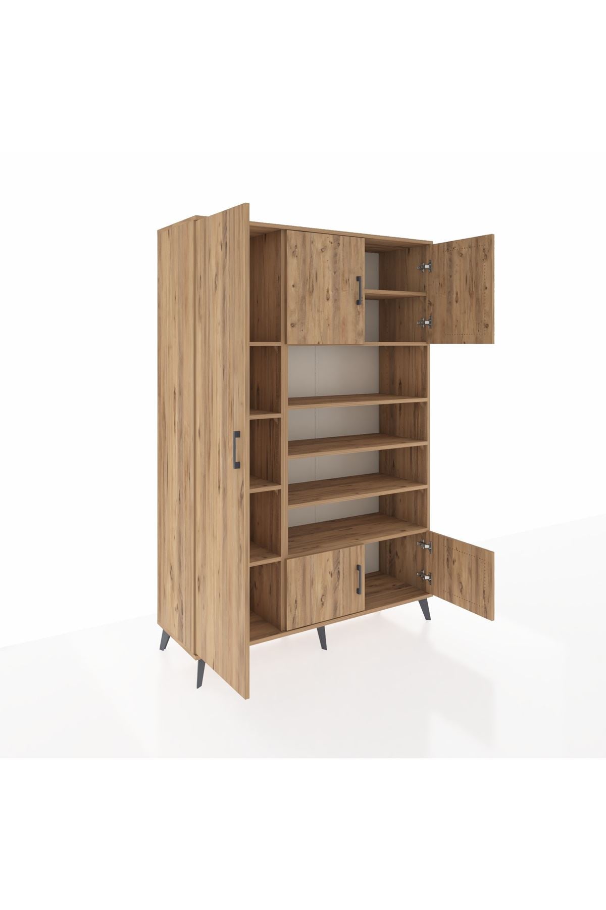 Hyperion Dolap 10 Raflı 5 Kapaklı 132x44x195 Çam-Çam/Çam