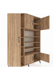 Hyperion Dolap 10 Raflı 5 Kapaklı 132x44x195 Çam-Çam/Çam