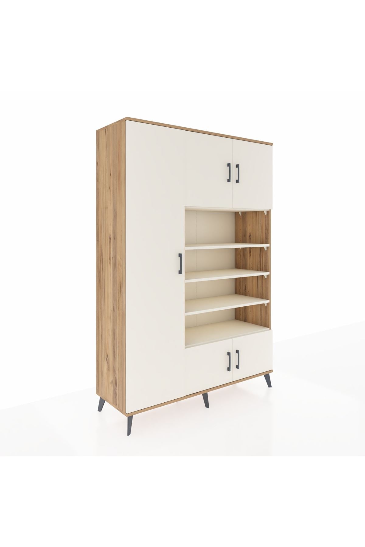 Hyperion Dolap 10 Raflı 5 Kapaklı 132x44x195 Çam-Aytaşı/Aytaşı