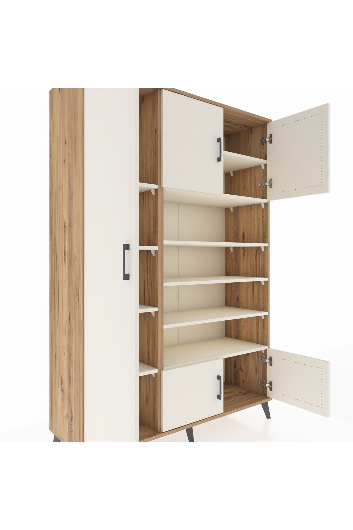 Hyperion Dolap 10 Raflı 5 Kapaklı 132x44x195 Çam-Aytaşı/Aytaşı