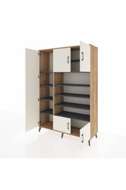 Hyperion Dolap 10 Raflı 5 Kapaklı 132x44x195 Çam-Aytaşı/Antrasit