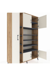 Hyperion Dolap 10 Raflı 5 Kapaklı 132x44x195 Çam-Aytaşı/Antrasit