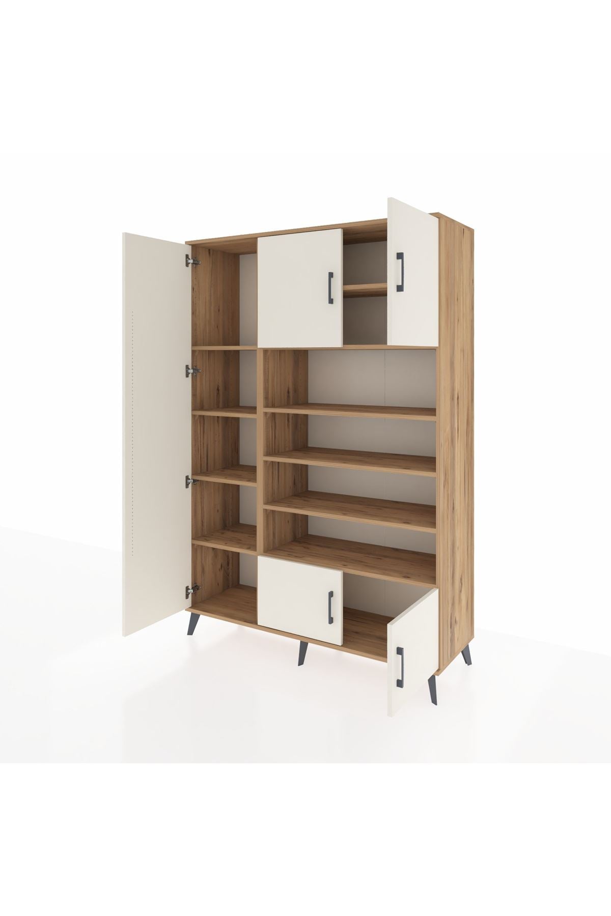 Hyperion Dolap 10 Raflı 5 Kapaklı 132x44x195 Çam-Aytaşı/Çam