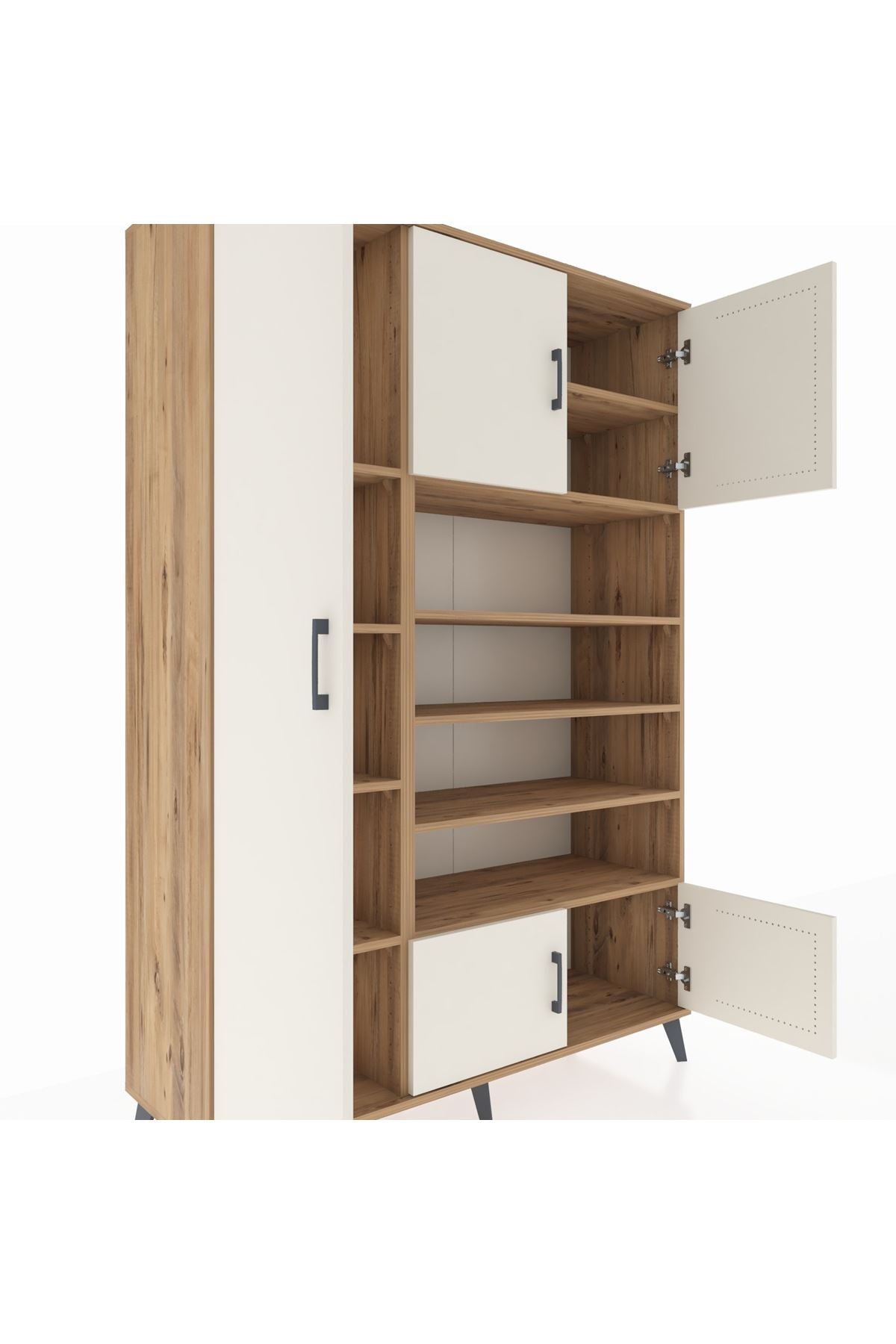 Hyperion Dolap 10 Raflı 5 Kapaklı 132x44x195 Çam-Aytaşı/Çam