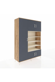 Hyperion Dolap 10 Raflı 5 Kapaklı 132x44x195 Çam-Antrasit/Aytaşı