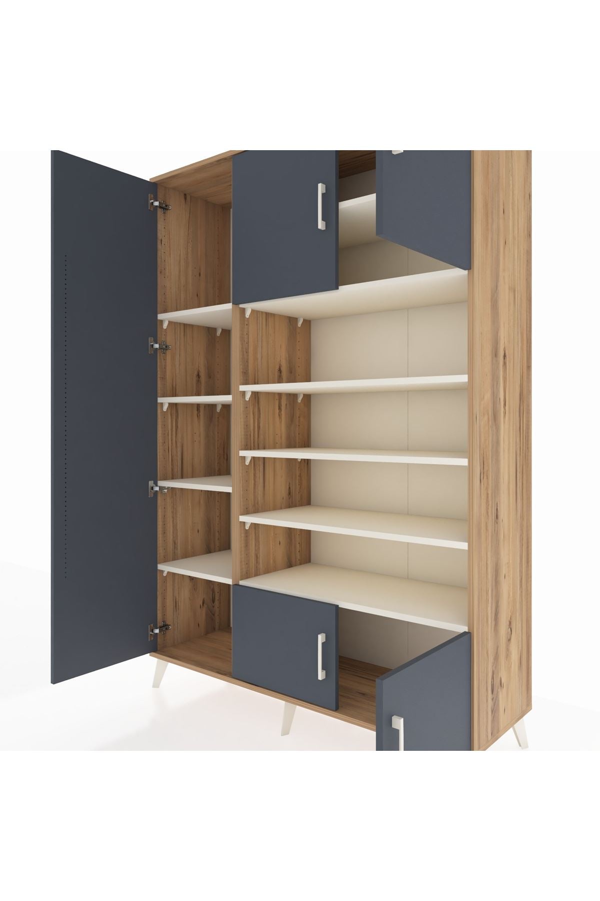 Hyperion Dolap 10 Raflı 5 Kapaklı 132x44x195 Çam-Antrasit/Aytaşı