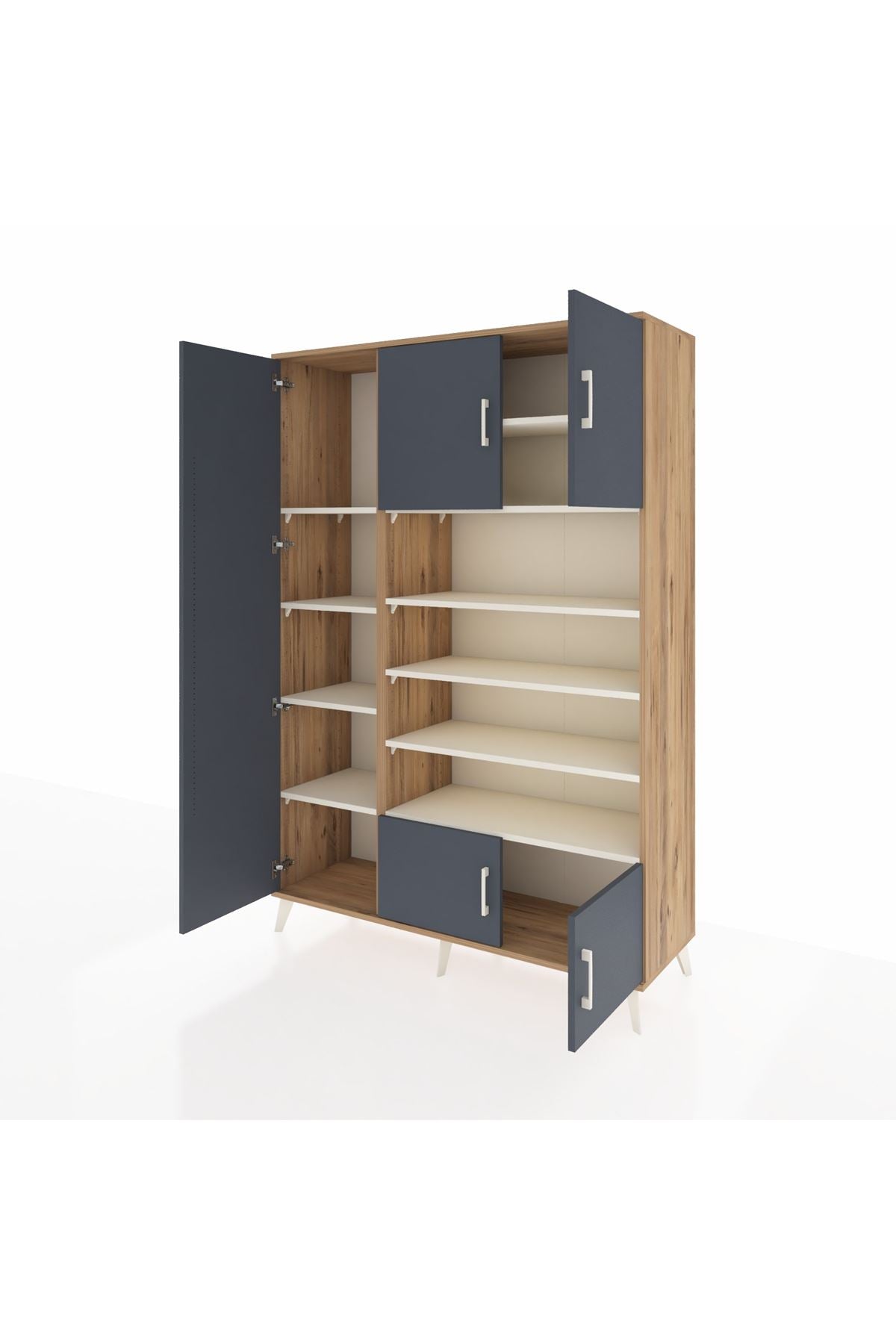 Hyperion Dolap 10 Raflı 5 Kapaklı 132x44x195 Çam-Antrasit/Aytaşı